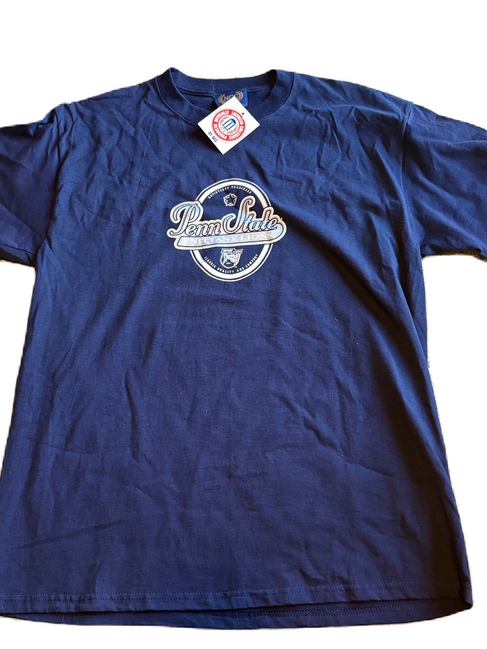 Vintage Penn State Navy Blue Crewneck Tee T-Shirt NEW Large Deadstock 90s 1995